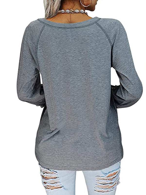 Camiseta elegante e informal con escote en V y bordado elegante