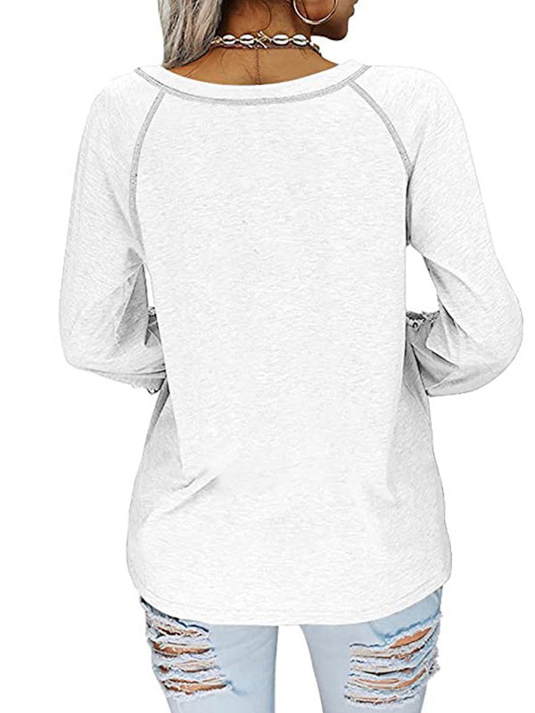 Camiseta elegante e informal con escote en V y bordado elegante