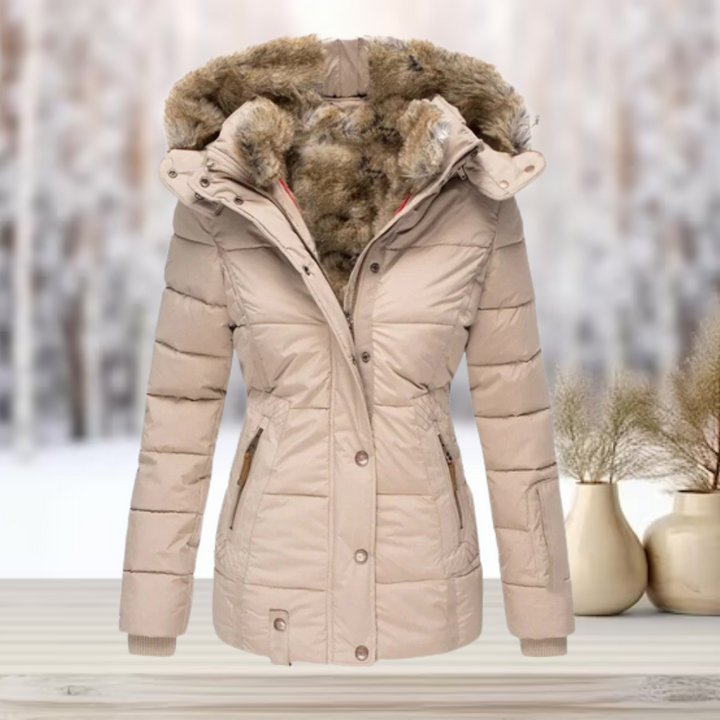 Abrigo tipo parka para invierno con capucha profunda y diseño moderno