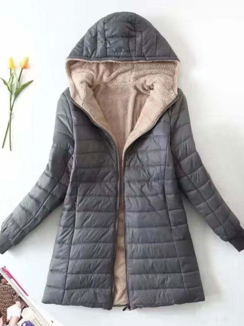 Chaqueta con capucha cálida y casual para mujer, ideal para un estilo diario