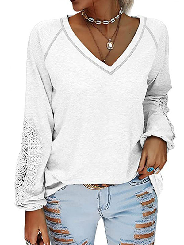 Camiseta elegante e informal con escote en V y bordado elegante