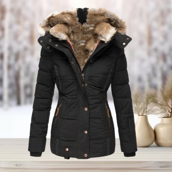 Abrigo tipo parka para invierno con capucha profunda y diseño moderno