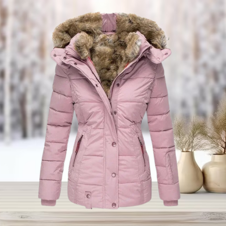 Abrigo tipo parka para invierno con capucha profunda y diseño moderno
