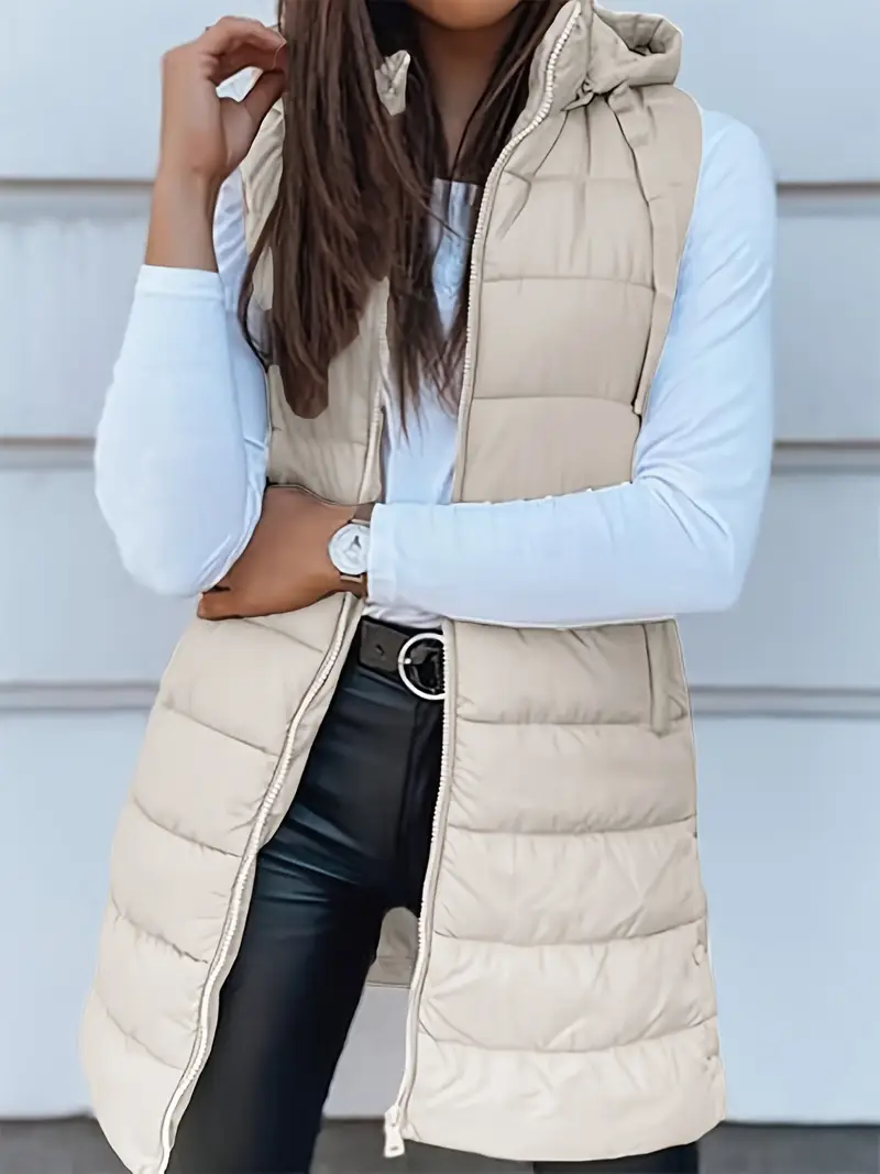 Chaleco elegante con diseño de capucha para mujer