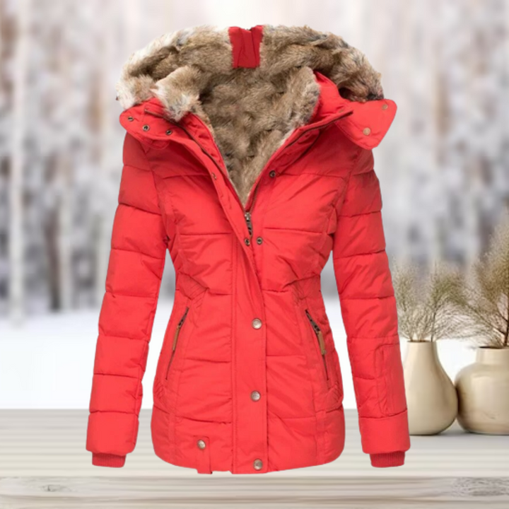 Abrigo tipo parka para invierno con capucha profunda y diseño moderno