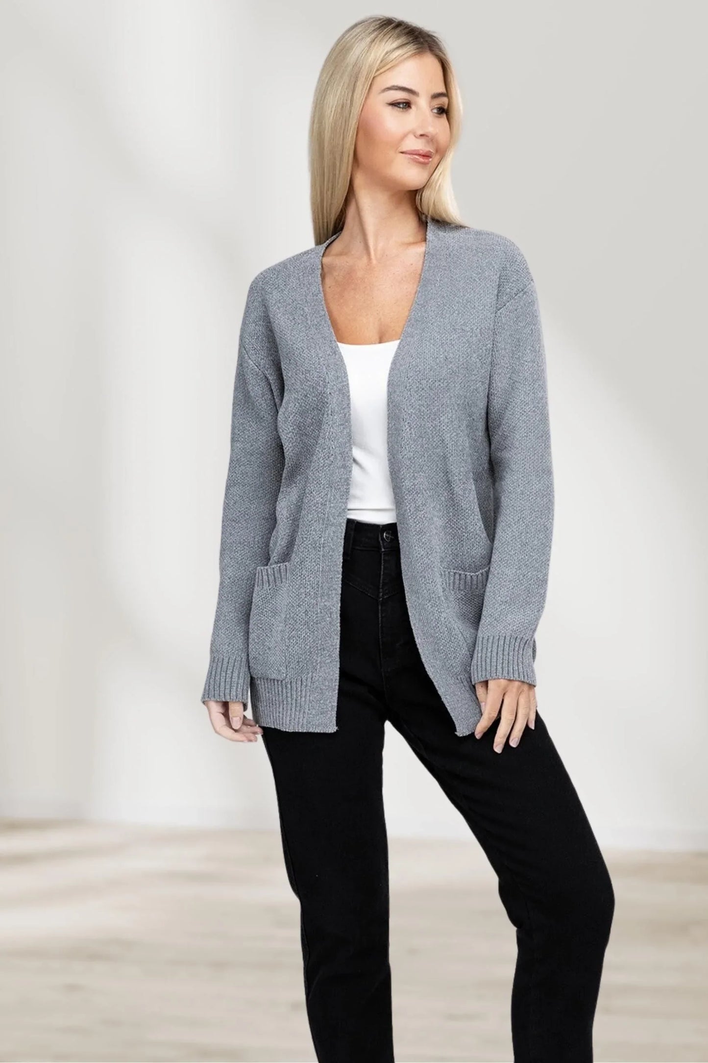 Elegante Cárdigan Abierto de Suéter para Vestir con Estilo