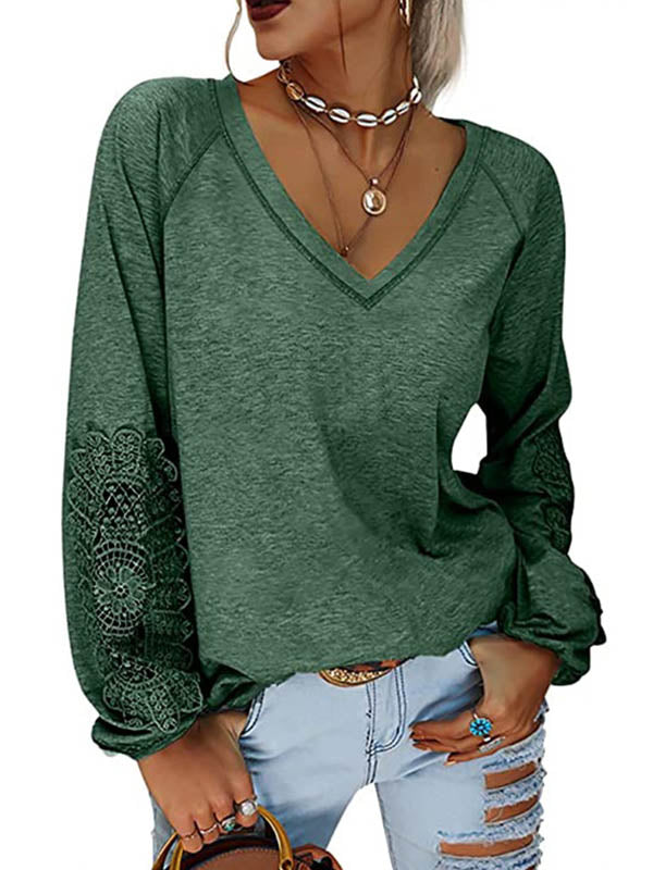 Camiseta elegante e informal con escote en V y bordado elegante