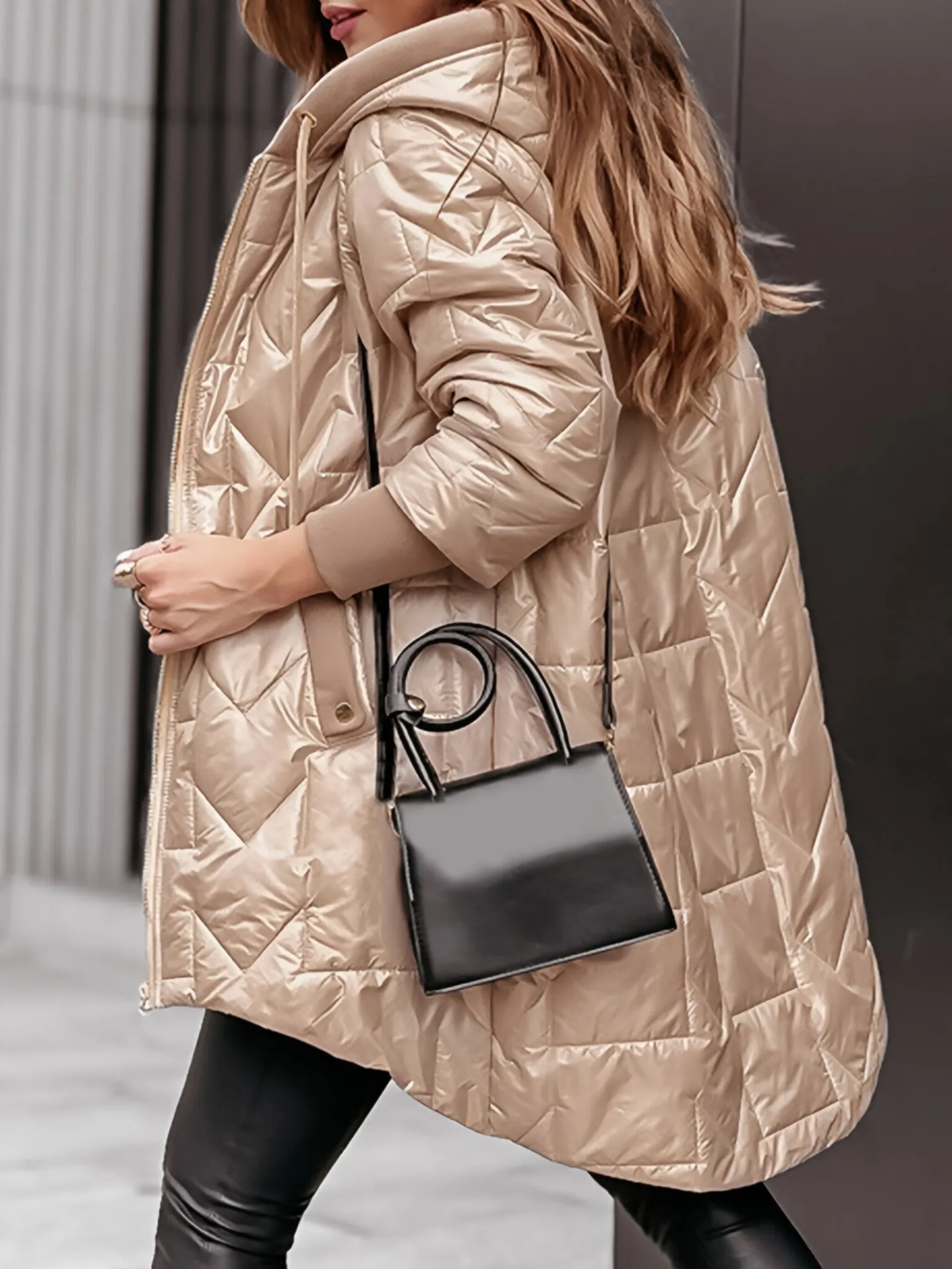 Abrigo de Invierno para Mujer en Color Sólido con Capucha y Cierre de Cremallera para Estilo