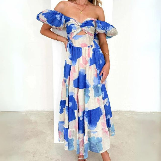 Vestido de fiesta largo con diseño floral delicado