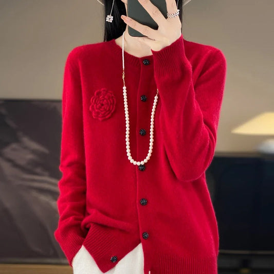 Jersey acogedor para mujer con detalles de botones prácticos