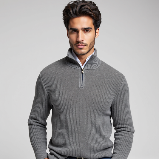 Jersey de Negocios y Casual para Hombre con Media Cremallera, Perfecto para Oficina y Ocio