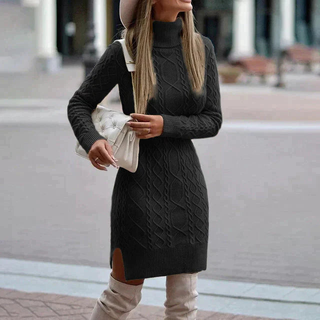 Vestido sofisticado y acogedor con cuello alto para días frescos