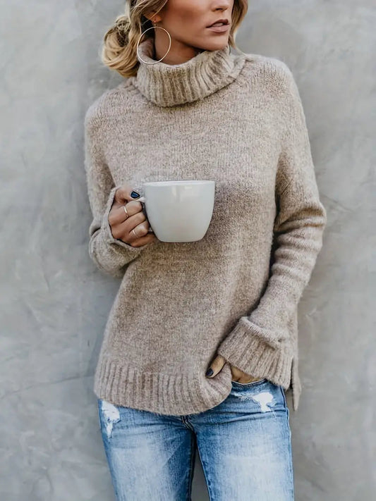 Suéter de cuello alto moderno para mujer para los días cálidos de invierno