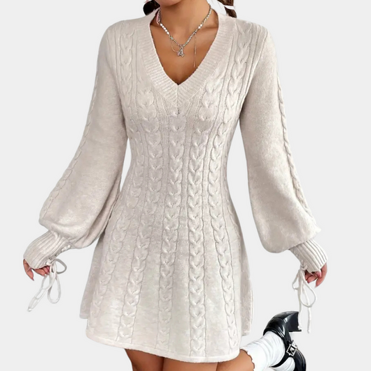 Vestido sofisticado con cuello en V y estilo moderno
