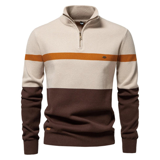 Jersey de Hombre a la Moda con Estilo Colorblock y Cremallera Frontal