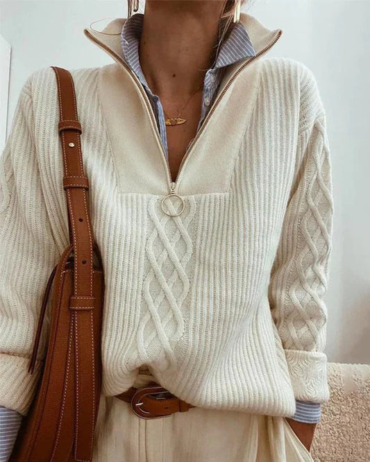 Jersey con Cuello Alto y Detalle de Cremallera para Mujer