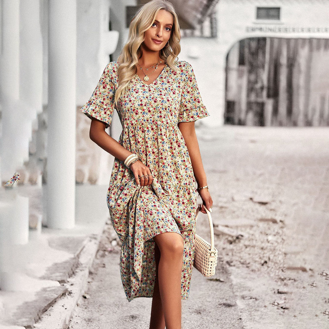 Vestido Floral de Largo Medio para Cualquier Ocasión