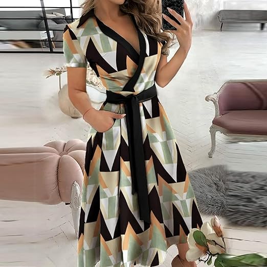 Vestido con estampado sofisticado y diseño moderno, perfecto para cualquier evento