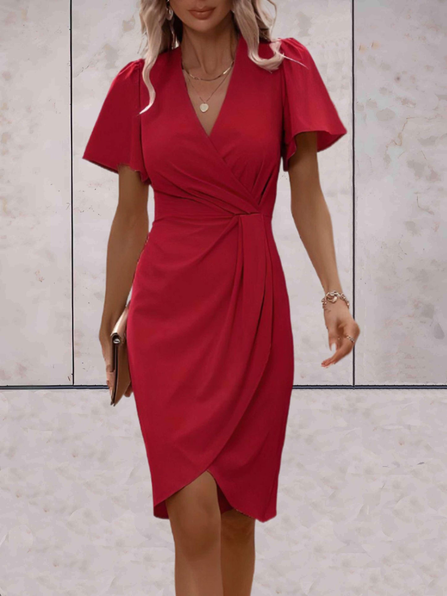 Vestido envolvente sofisticado con escote en V elegante