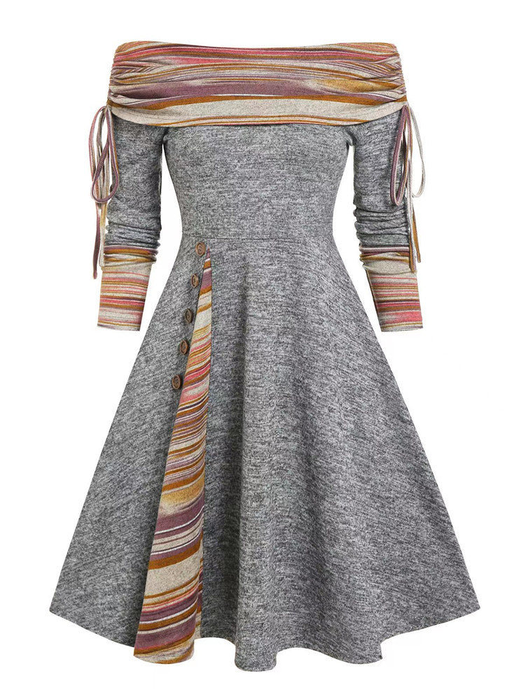 Vestido con dobladillo inusual y mangas largas