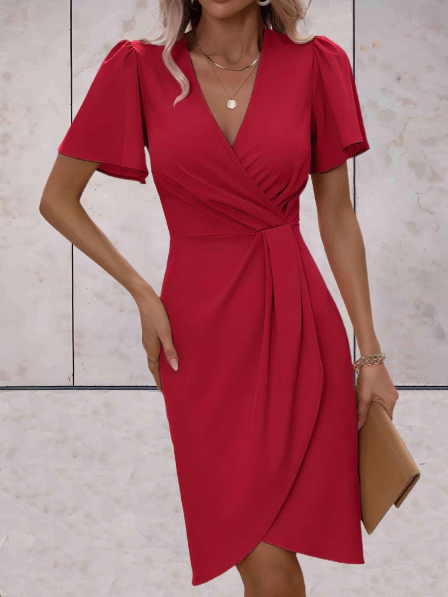 Vestido envolvente sofisticado con escote en V elegante