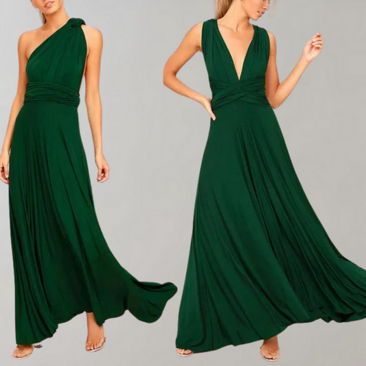 Vestido maxi transformable con diseño envolvente y elegante