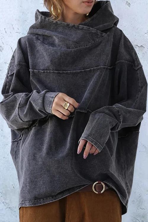 Sudadera Vintage de Cuello Alto y Manga Larga para un Estilo Único