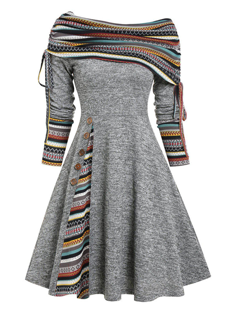 Vestido con dobladillo inusual y mangas largas
