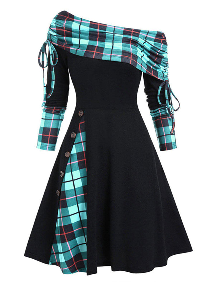 Vestido con dobladillo inusual y mangas largas