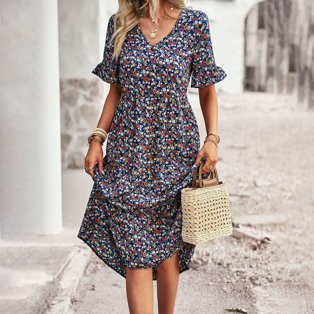 Vestido Floral de Largo Medio para Cualquier Ocasión