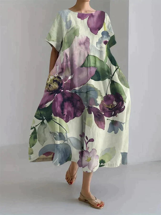 Vestido con Estampado Floral Botánico para Mujer y Corte Suelto