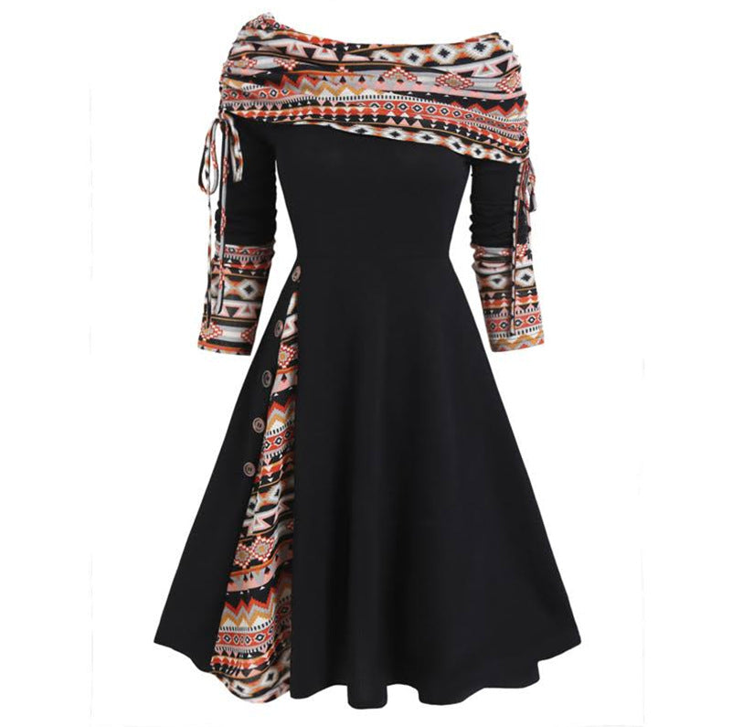 Vestido con dobladillo inusual y mangas largas