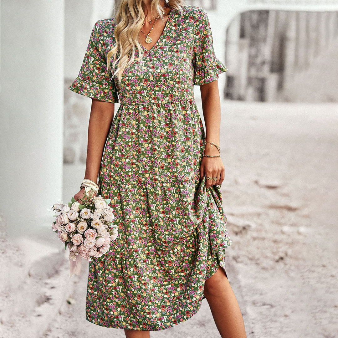 Vestido Floral de Largo Medio para Cualquier Ocasión