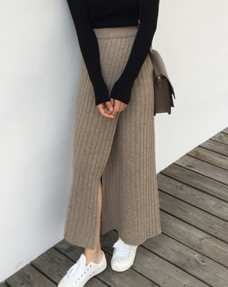 Jupe longue confortable avec un motif côtelé brillant pour des looks élégants
