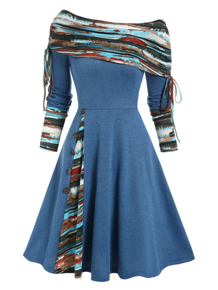 Vestido con dobladillo inusual y mangas largas