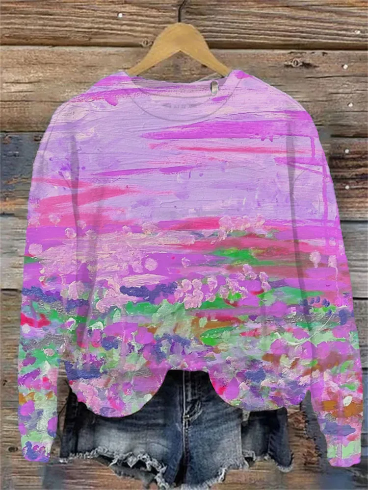 Sudadera luminosa con estampado interesante y mangas largas