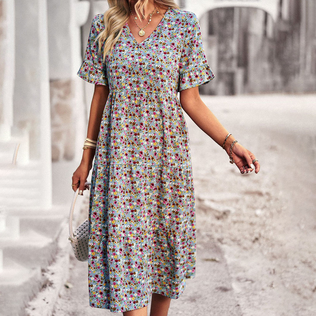 Vestido Floral de Largo Medio para Cualquier Ocasión