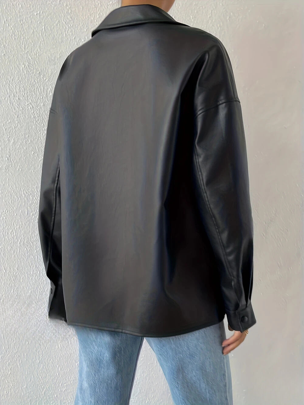 Chaqueta Moto con Botones para Mujer – Estilo Streetwear y Manga Larga