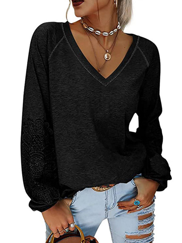 Camiseta elegante e informal con escote en V y bordado elegante
