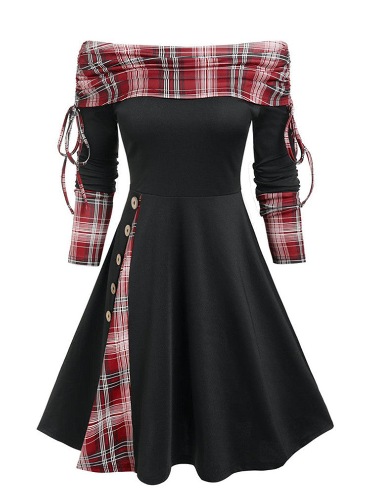 Vestido con dobladillo inusual y mangas largas