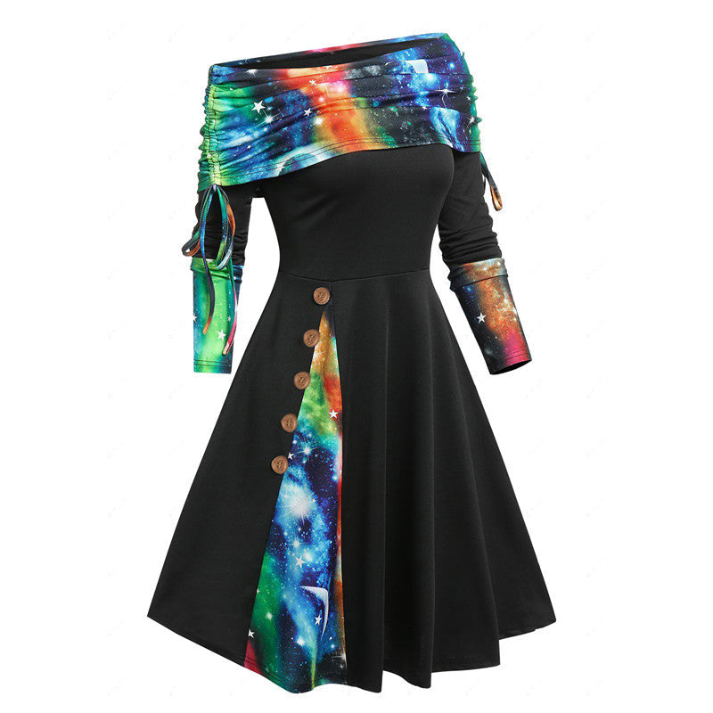 Vestido con dobladillo inusual y mangas largas