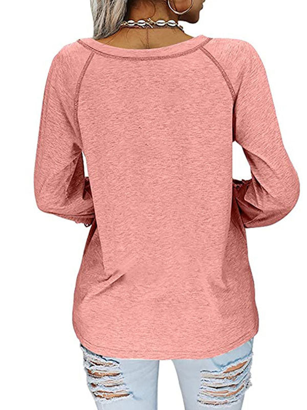 Camiseta elegante e informal con escote en V y bordado elegante
