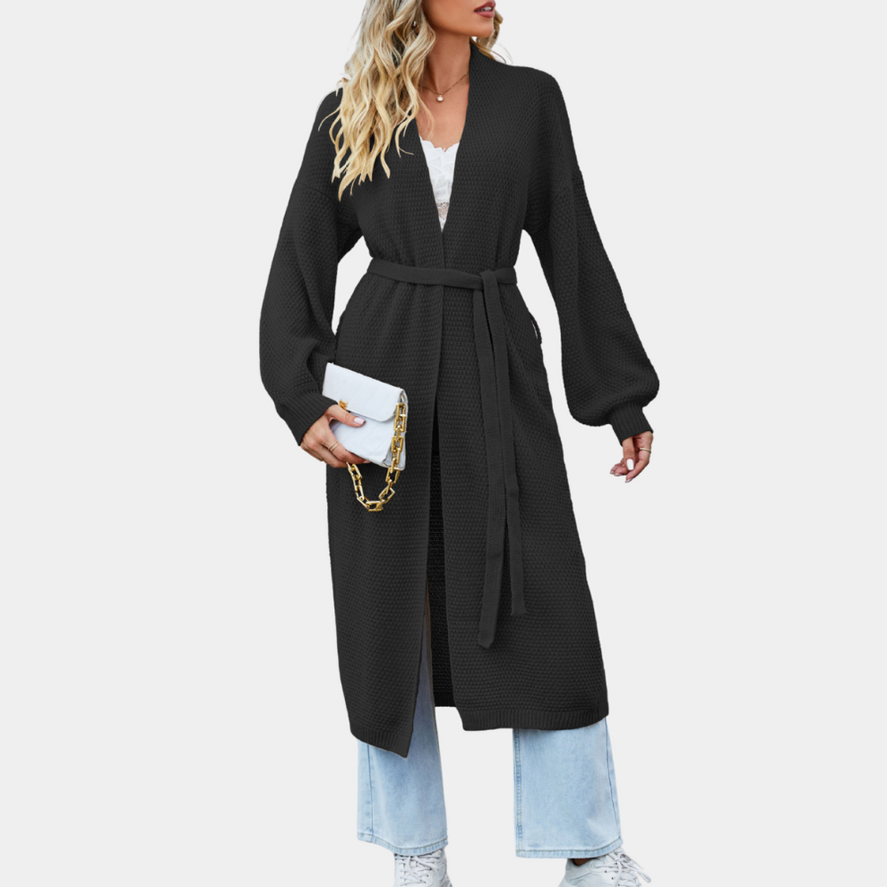 Chaqueta larga casual para mujer con cinturón para un ajuste perfecto
