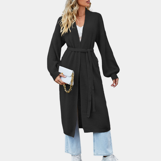 Chaqueta larga casual para mujer con cinturón para un ajuste perfecto