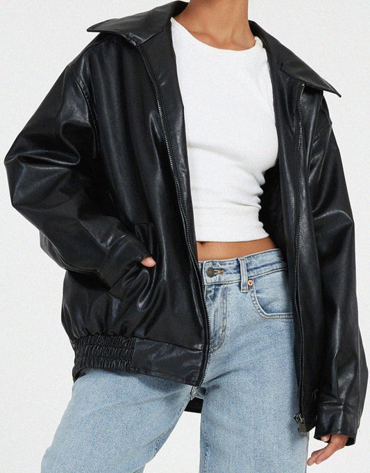 Diseño de chaqueta casual para mujer con ajuste suelto