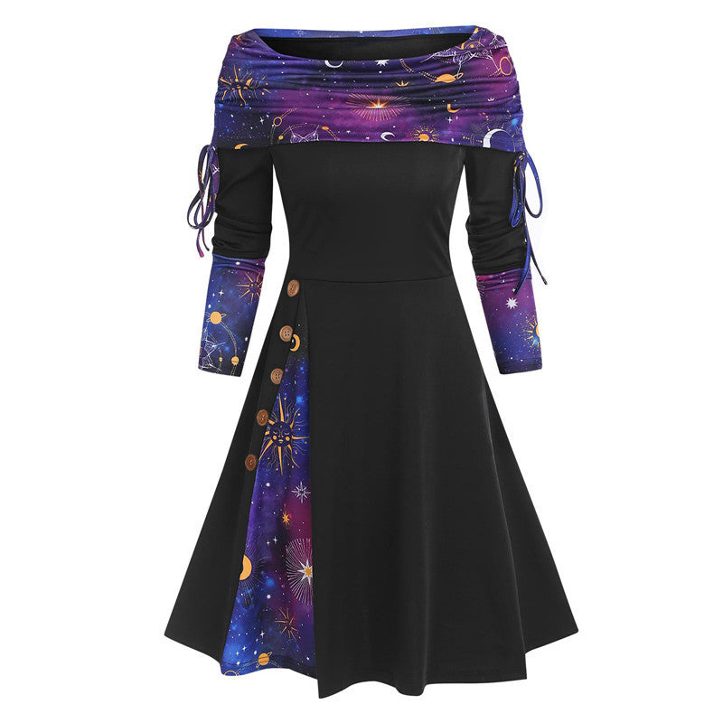 Vestido con dobladillo inusual y mangas largas
