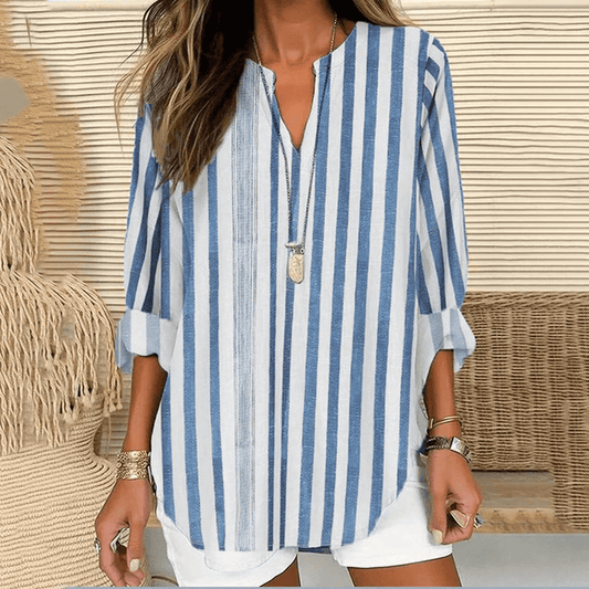 Camisa tunicada para mujer con diseño moderno y escote en V