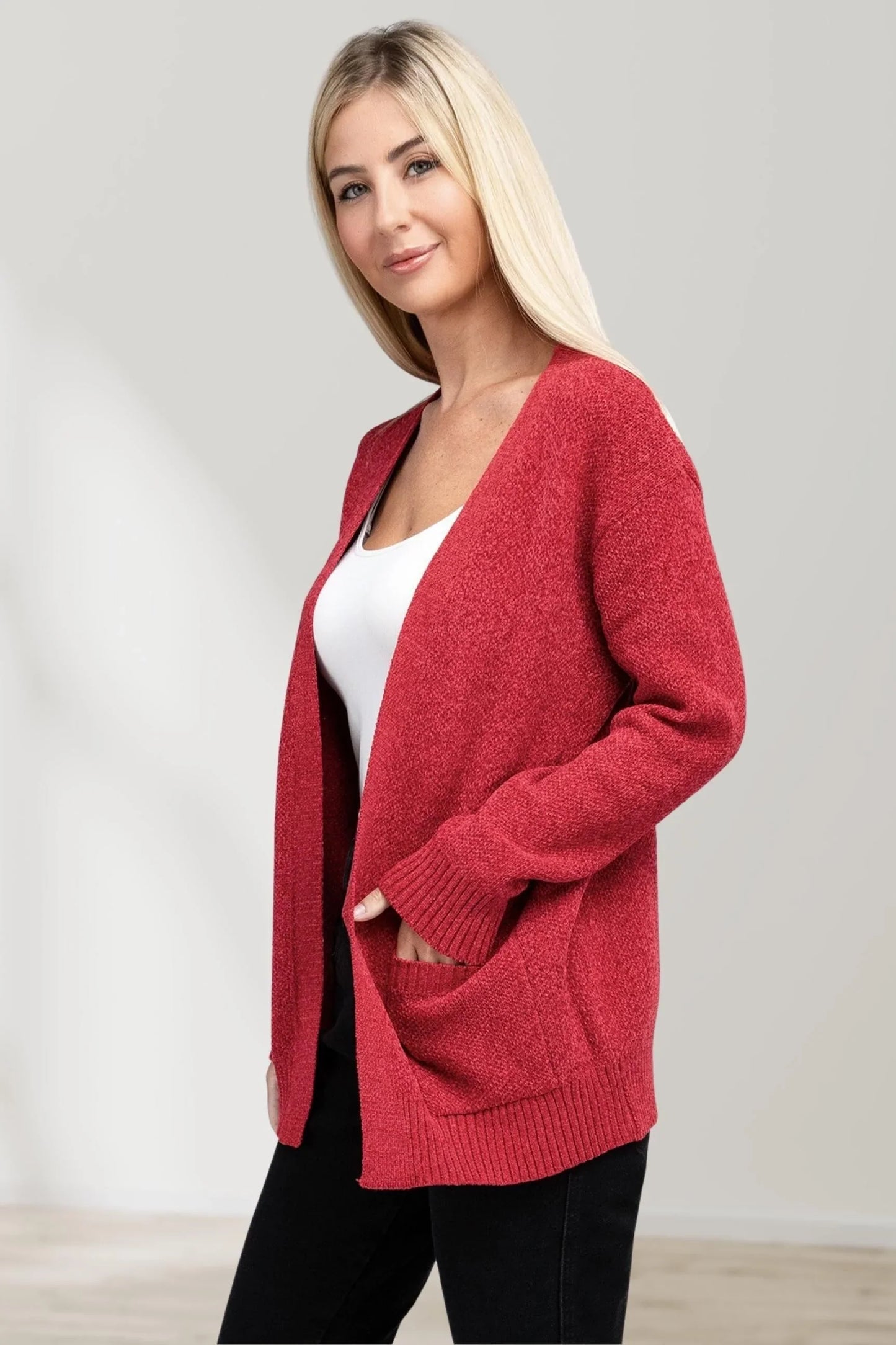 Elegante Cárdigan Abierto de Suéter para Vestir con Estilo